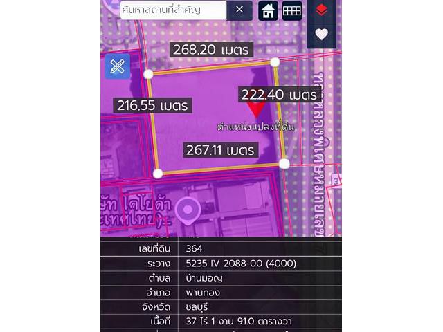 ขายดินผังม่วงบ่านเก่าพานทองชลบุรี 37  ไร่