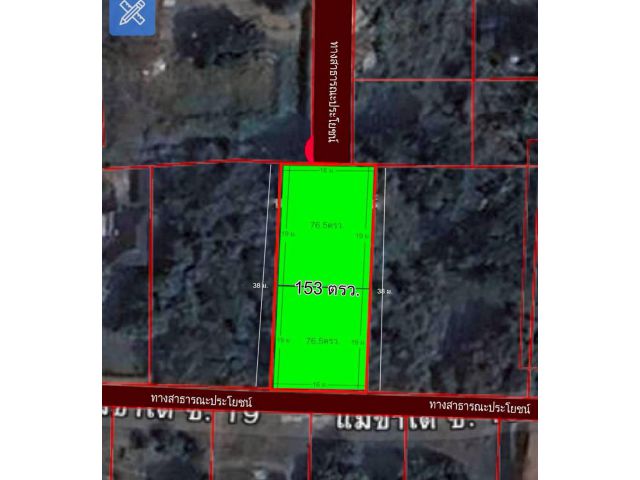 ขายที่ดินใกล้วัดป่าแดดเนื้อที่ 153 ตารางวา