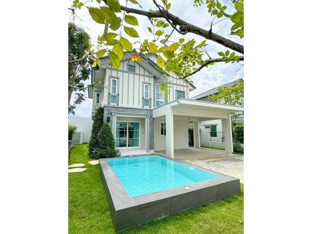 ให้เช่า บ้านเดี่ยว Pool Villa – Villaggio3 ศรีนครินทร์–บางนา บ้านพูลวิลล่า เฟอร์ครบ พร้อมเข้าอยู่