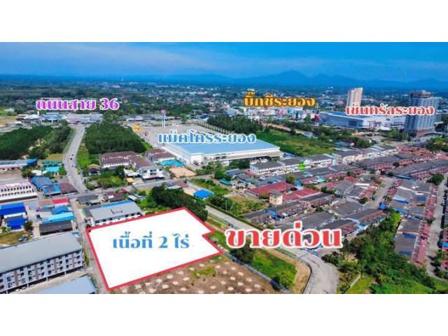 ขายที่ดินเปล่าใจกลางเมืองจ.ระยองเนื้อที่2ไร่ไกล้เซ็นทรัลระยอง500ม.ขายราคา25.000.000ลบ.