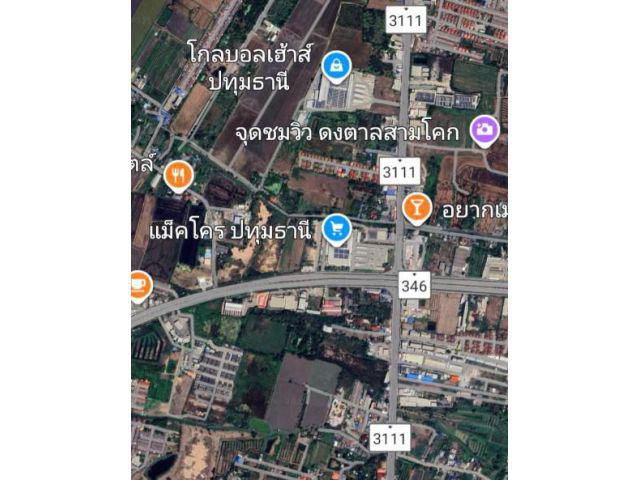 ขายที่ดินสามโคก ปทุมธานี 10 ไร่ 3 งาน 76 ตรว.ติดโกลบอลเฮ้าส์ ปั๊มบางจาก