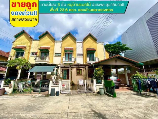 ขายทาวน์โฮม 2 ชั้น หมู่บ้านแมกไม้ วัชรพล สุขาภิบาล5 พื้นที่ 23.6 ตารางวา ขายถูก จองด่วน!! สภาพสวย ตรงข้ามตลาดวงศกร