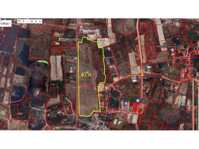 ขายที่ดินเปล่าเนื้อที่ 47 ไร่(ผังเมืองสีชมพู) หน้ากว้างติดถนน490เมตร ห่างจากถนนเพชรเกษม 300เมตร