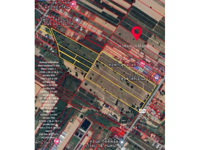 ขายที่ดินนิคมพัฒนาระยองเนื้อที่  109-3-52.9 ไร่ พื้นที่ม่วงลาย