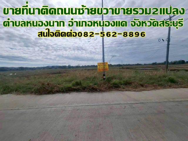ขายที่นาติดถนนซ้ายขวาขายรวม2แปลง ใกล้วัดหนองนาก หนองแค สระบุรี