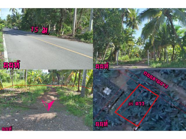 ถมบ้างแล้ว เนื้อที่ 85 ตารางวา ราคา 700,000 บาท ติดถนนลาดยาง 15 ม. ยาว 23 ม.
