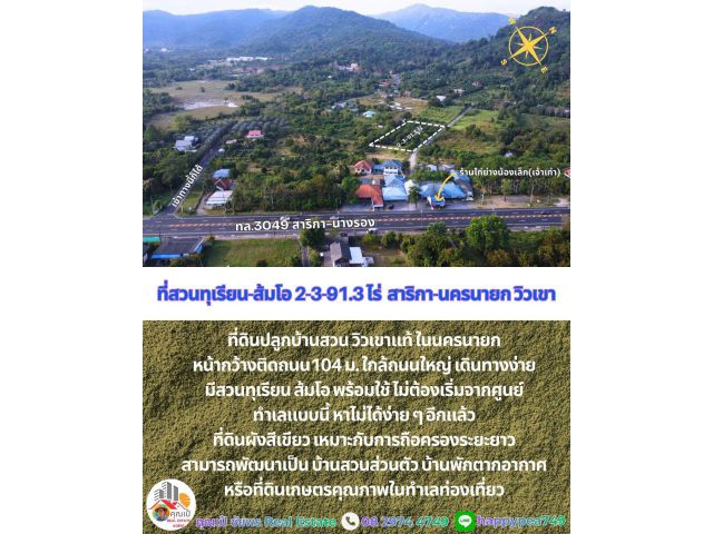 ที่ดินสวนวิวเขา ทำเลหายาก ใกล้ถนนใหญ่สาริกา – นางรอง เหมาะสำหรับปลูกบ้านสวน / บ้านพักตากอากาศ / ถือครองระยะยาว