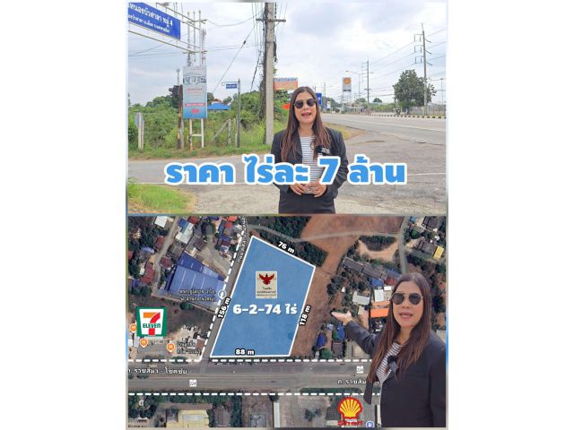ขายที่ดิน 6-2-74 ไร่ ติดถนนใหญ่สายหลัก ทล.224 ราชสีมา-โชคชัย ต.หนองบัวศาลา อ.เมืองโคราช อยู่ตรงข้ามปั้มเชล