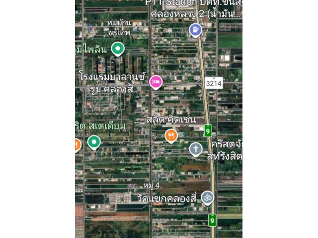 ขายที่ดินคลองสี่ ใกล้ถนนคลองหลวง ถนนเลียบคลองสี่ 2 ไร่ 3 งาน 86 ตรว.