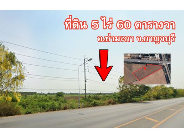 ขายที่ดิน 5 ไร่ 60 ตารางวา อ.ท่ามะกา จ.กาญจนบุรี ทำเลดีติดถนน