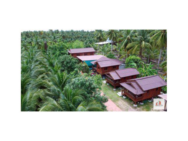 ขายบ้านเรือนไทย 4 หลัง พร้อมที่ดิน 3 ไร่ สวนมะพร้าว ต.จอมปลวก อ.บางคนที จ.สมุทรสงคราม