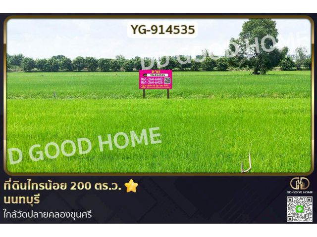 GF-914535 ที่ดินไทรน้อย 200 ตร.ว. นนทบุรี ใกล้วัดปลายคลองขุนศรี