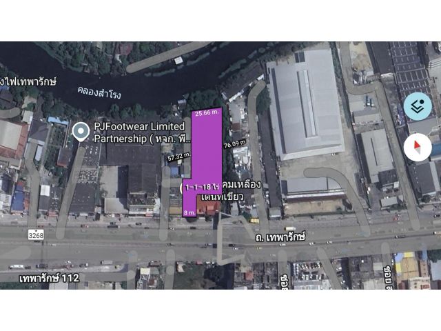 ขายที่ดิน 1-1-18 ไร่ ติดถนน เทพารักษ์ กม.8 ใกล้จุดทางขึ้นลงทางด่วน เทพารักษ์ ต.เทพารักษ์ อ.เมืองสมุทรปราการ สมุทรปราการ