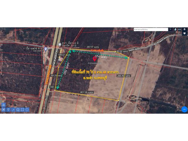 ขายที่ดิน 75 ไร่ 2 - 48 ตรว. มีโฉนด ติดถนนเพชรเกษม ทางหลวงหมายเลข 4 เส้น ชะอำ-ปราณบุรี อยู่ ต.ชะอำ อ.ชะอำ จ.เพชรบุรี