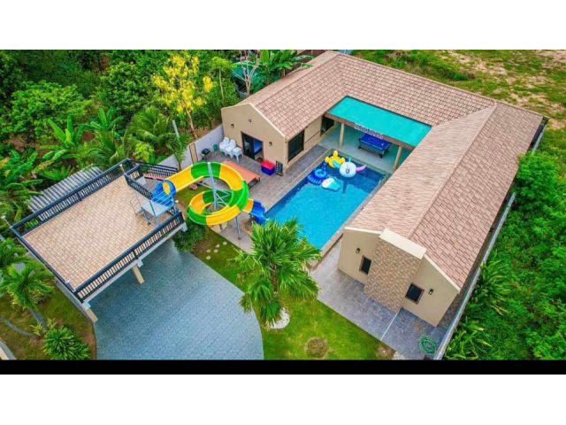 H1010 ขายบ้านต่ำกว่าราคาประเมิน บ้านพลูวิลล่าพัทยา + สไลด์เดอร์ 4 ห้องนอน ห้วยใหญ่ พัทยา