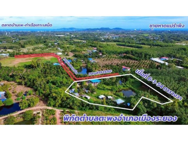 ขายที่ดินพร้อมสิ่งปลูกสร้างเนื้อที่6ไร่1งาน54ตรว.ขายราค4800000ล.บต.ตะพงอ.เมืองจ.ระยอง