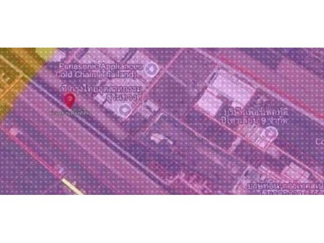 ขายที่ดินแปลงสวย ขนาด 6 ไร่ เขต EEC ฉะเชิงเทรา รูปแปลงสี่เหลี่ยม ผังสีม่วงจุดขาว สร้างโรงงานได้