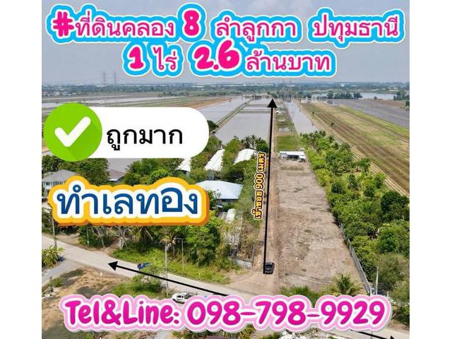 ที่ดินทำเลทองคลอง8 ลำลูกกา ปทุมธานี 1 ไร่