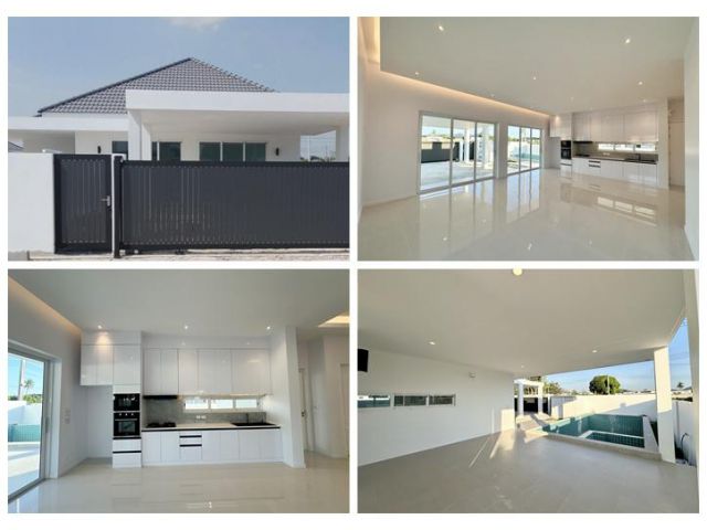 พูลวิลล่าโมเดิร์น 3 ห้องนอน 3.5 ห้องน้ำ สระเกลือส่วนตัว ในหัวหิน ใกล้ Black Mountain และรร.นานาชาติ โทร 0823664757