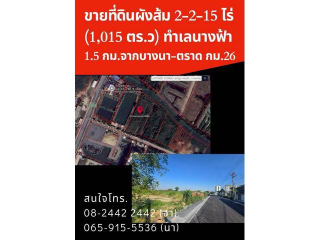 ขายที่ดิน 2-2-15 ไร่ ซอยเอแบค บางนา (บางนาการ์เด้น 4)