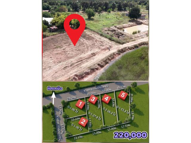 ขายที่ดินโคราช 220,000 เทศบาลใหม่ อ.โนนสูง 115 ตรว ใกล้ตลาด โรงพยาบาล