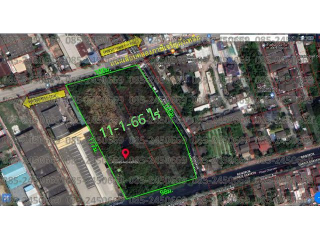 ที่ดินติดถนนเลียบคลองภาษีเจริญฝั่งเหนือใกล้ถนนพุทธสาคร พร้อมใบรง.4