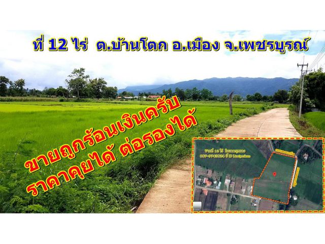 ขายถูกร้อนเงิน 12 ไร่ ต.บ้านโตก หน้ากว้าง 246 เมตร