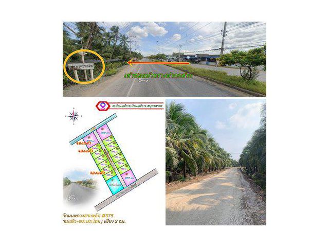 ขายที่ดินทำเลดี ใกล้ตลาดบ้านแพ้ว โรงพยาบาล เนื้อที่ 100 ตรว. ขาย7แสนบาทพร้อมถมให้