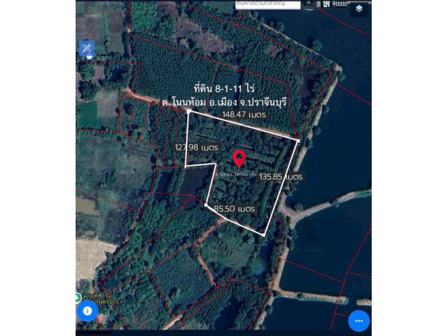 ขาย ที่ดินเปล่า เนื้อที่ 8 ไร่ 111 ตร.วา อยู่บนเส้นปราจีน-ตะคาม ใกล้ตัวเมืองปราจีนบุรี