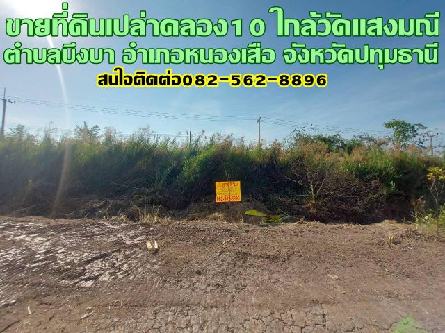 ขายที่ดินเปล่าคลอง10 หนองเสือ ใกล้วัดแสงมณี