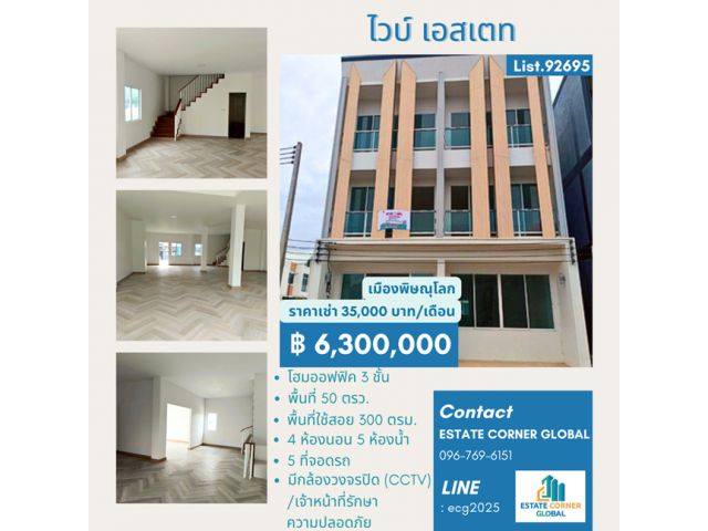 ขายด่วน!! ขายขาดทุน ราคาต่อรองได้อีก!! โฮมออฟฟิศ 3 ชั้น ทำเลทองใจกลางพิษณุโลก