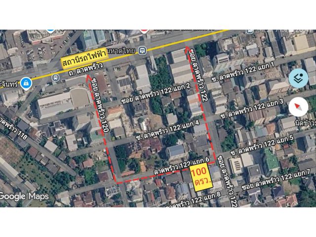 ขายที่ดินเปล่าถมแล้ว100 ตรว. ถ. ลาดพร้าว ซอย122 แยก 6 ห่างรถไฟฟ้าสถานีมหาดไทยแค่ 250 เมตร แขวงคลองจั่น เขตบางกะปิ กทม.