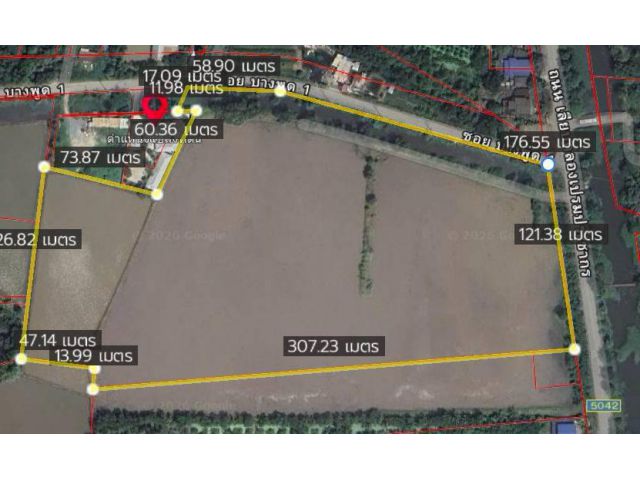 ขายที่ดิน 36 ไร่ ถ.เลียบคลองเปรมประชากร จ.ปทุมธานี