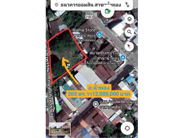 ขายที่ดิน เพื่อจัดสรร บ้าน อาคารพาณิชย์ 265 ตร.วา