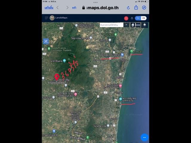 ขายที่ดินโฉนด3673ไร่ขายไร่ละ2แสน ติดเขาใหญ่ยาว4-5กิโลเมตร ถนนราดยางใหญ่400เมตร อยู่เขตห้วยทรายเหนืออำเภอชะอำ