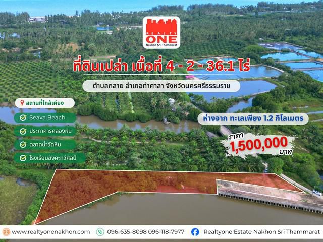 ที่ดินเปล่าแปลงใหญ่ ใกล้ทะเล อ.ท่าศาลา