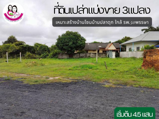 (UL-670407) ที่ดินเปล่าแบ่งขาย 3แปลง ใกล้ตลาดสันติสุข2 ปลาดุก