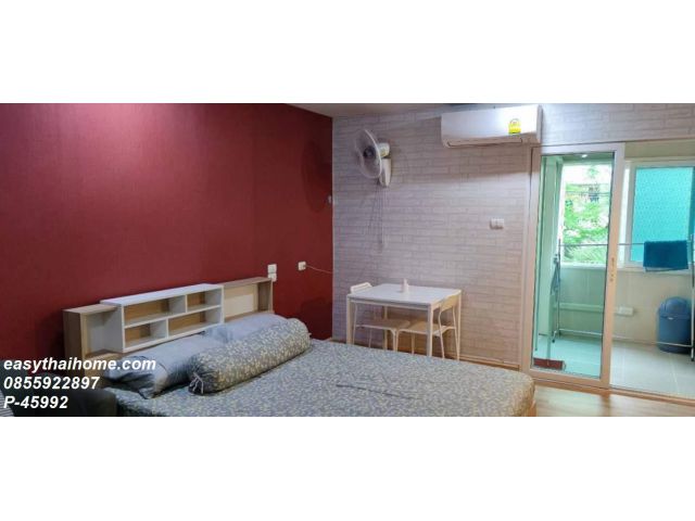 P-45992 ห้องสตูดิโอวิวถนน ใกล้ MRT สุทธิสาร เริ่ม 8,500 บาท Line Id: @easythaihome 085-592-2897