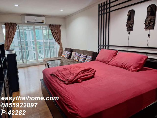 P-42282 วิวเมืองสวย! แกรนด์ พาร์ค วิว อโศก, ห้องสตูดิโอ พร้อมเฟอร์ฯครบครัน, ใกล้ MRT! Line Id: @easythaihome 085-592-289