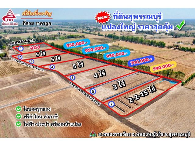 เปิดใหม่ ️ที่ดินอยู่ในชุมชน บรรยากาศดี น้ำไม่ท่วม️ ต.หนองราชวัตร อ.หนองหญ้าไซ จ.สุพรรณบุรี