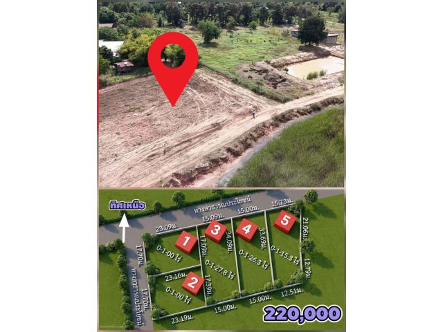 ╰┈►►ขายที่ดินโคราช 220,000 เทศบาลใหม่ อ.โนนสูง 115 ตรว ใกล้ตลาด โรงพยาบาล