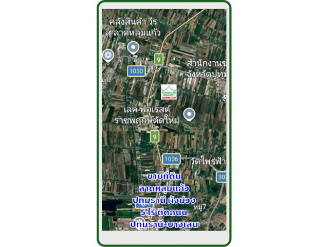 ขายที่ดินลาดหลุมแก้ว ผังม่วง 5 ไร่ ติดถนนปทุมธานี-บางเลน