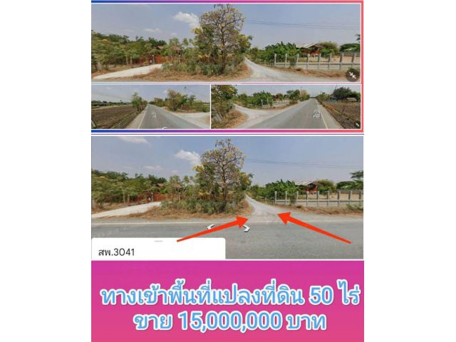 ขาย ที่ดิน 50 ไร่ 13 ตารางวา ถนนทางเข้าพื้นที่กว้าง ต.พลับพลาไชย อ.อู่ทอง จ.สุพรรณบุรี