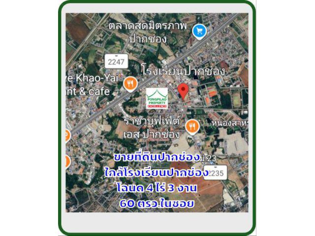 ขายที่ดินปากช่อง ใกล้ รร.ปากช่อง 4 ไร่ 3 งาน 60 ตรว.