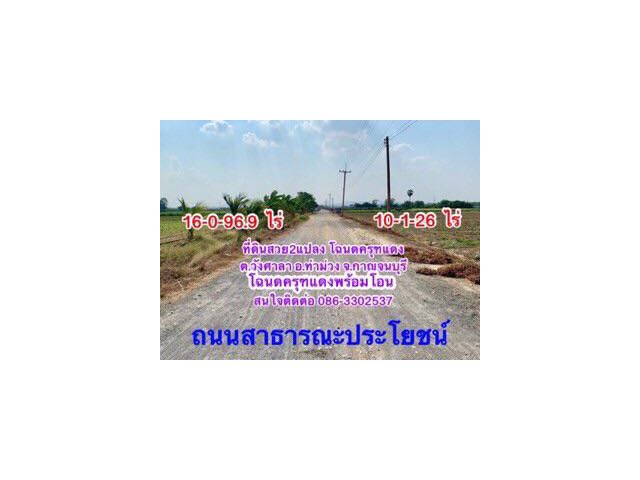 ที่ดินสวยผืนใหญ่2แปลง วังศาลา ท่าม่วง ทำเลทอง เนื้อที่รวม26ไร่ โฉนดครุฑแดงพร้อมโอน เข้าออกได้หลายทาง ติดถนนสาธารณะ ไฟฟ้าประปาครบ ใกล้M81