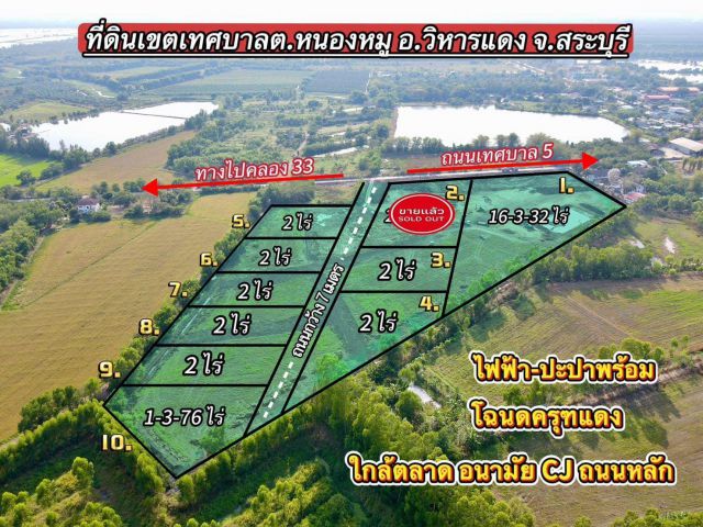 ที่ดินทำเลทองเพื่อการลงทุน เทศบาลหนองหมู วิหารแดง สระบุรี