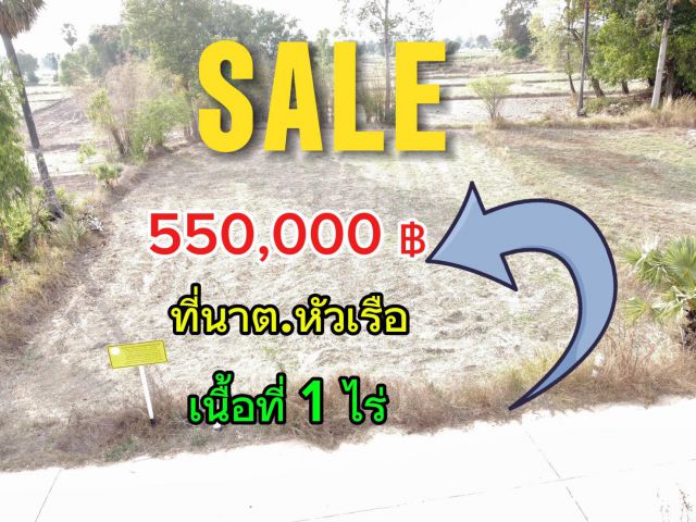 ขายที่ดินต.หัวเรือ 1 ไร่ 550,000฿