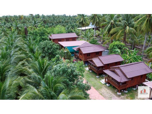 ขายบ้านเรือนไทย 4 หลัง พร้อมที่ดิน 3 ไร่ สวนมะพร้าว ต.จอมปลวก อ.บางคนที จ.สมุทรสงคราม