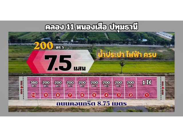 เปิดผังแปลงใหม่ คลอง 11 หนองเสือ ปทุมธานี นัดโอนกรรมสิทธิ์ วันอังคารที่ 2 มิถุนายน 2569 เวลา 09:00 น