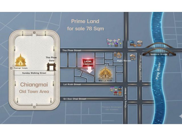 Rare Plot ใจกลางลอยเคราะห์! ที่ดิน 78 ตรว. ใกล้ท่าแพ - Night Bazaar เพียง 100 ม. จากถนนลอยเคราะห์ เหมาะลงทุน Boutique Hotel / Airbnb